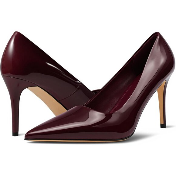 Women Red Pointed Toe Slip-on Closed Toe 3 Inch Stiletto Pumps High Heels - Picture 1 of 7